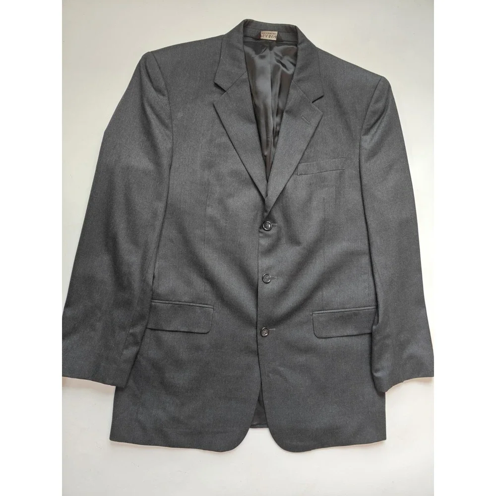 Jos A Bank 42L Charcoal Wool Blazer Mens 3 Button Sport Coat Gray Single Vented